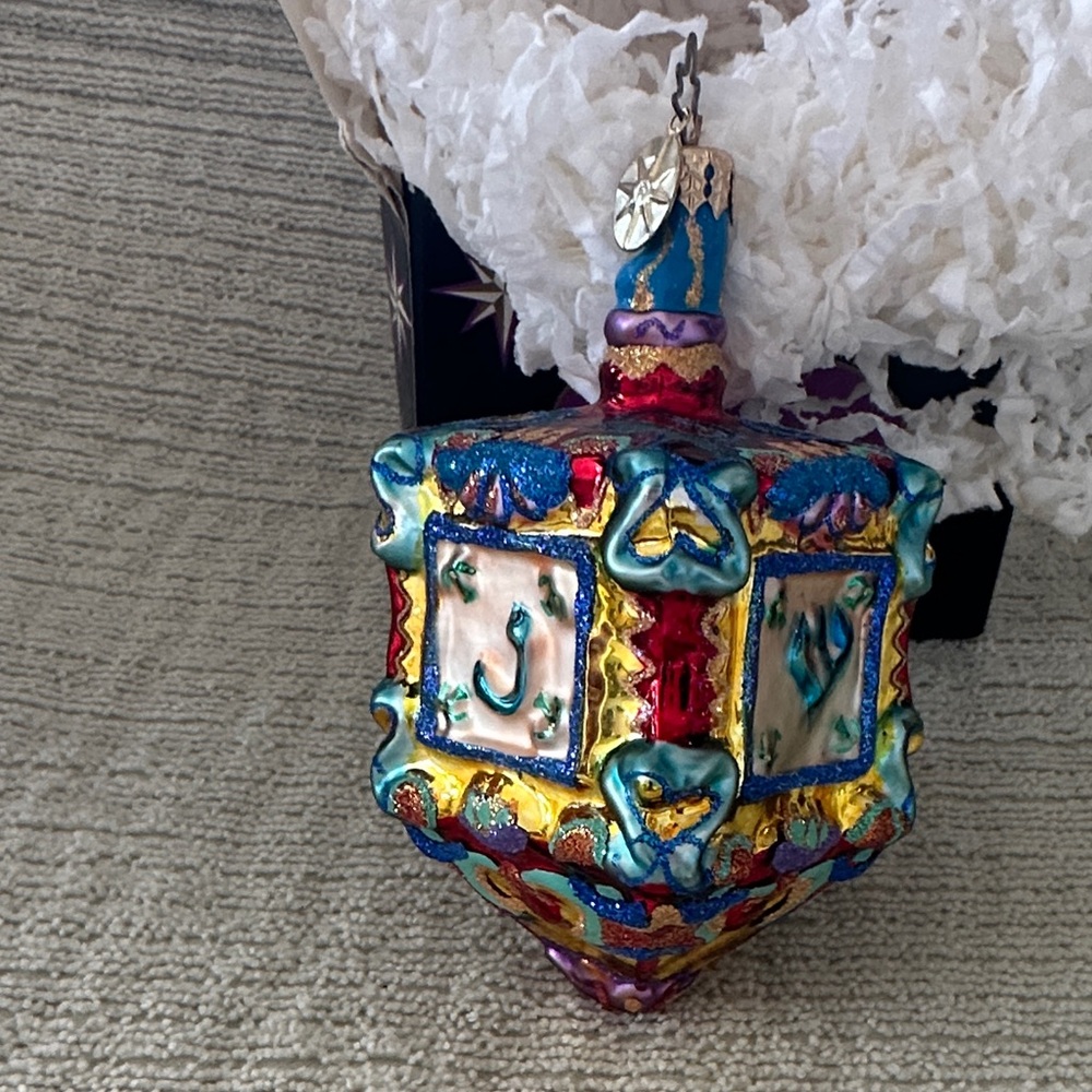 Colorful Glass Dreidel Ornament - Picture 2 of 4